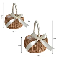 Hand-woven Wedding Flower Basket With Handle Wicker Sundries Basket Wedding Flower Girls Basket for Home Picnic Storage Basket 6