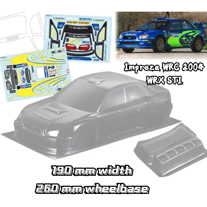 1/10インプレッサwrc 2004 wrx stiラリーrcシェルボディ190