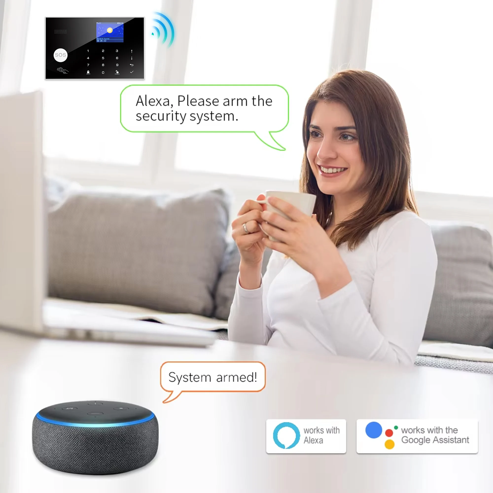 Security Alarm Home Alarm Host System GSM WiFi Wireless Protection Tuya Smart Life App Control for Office Warehouse