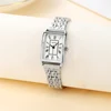 fashion elegant rectangle dial steel band women quartz watch 1