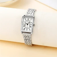 fashion elegant rectangle dial steel band women quartz watch 1