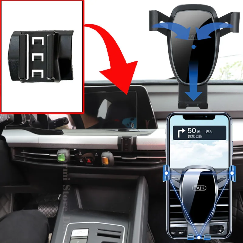 폭스바겐 차량용 휴대폰 홀더, 폭스바겐 VW 골프 8 Mk8 GTE GTD GTI R-Line 2022 2024 GPS 특수 마운트 지원 브래킷 스티커 액세서리