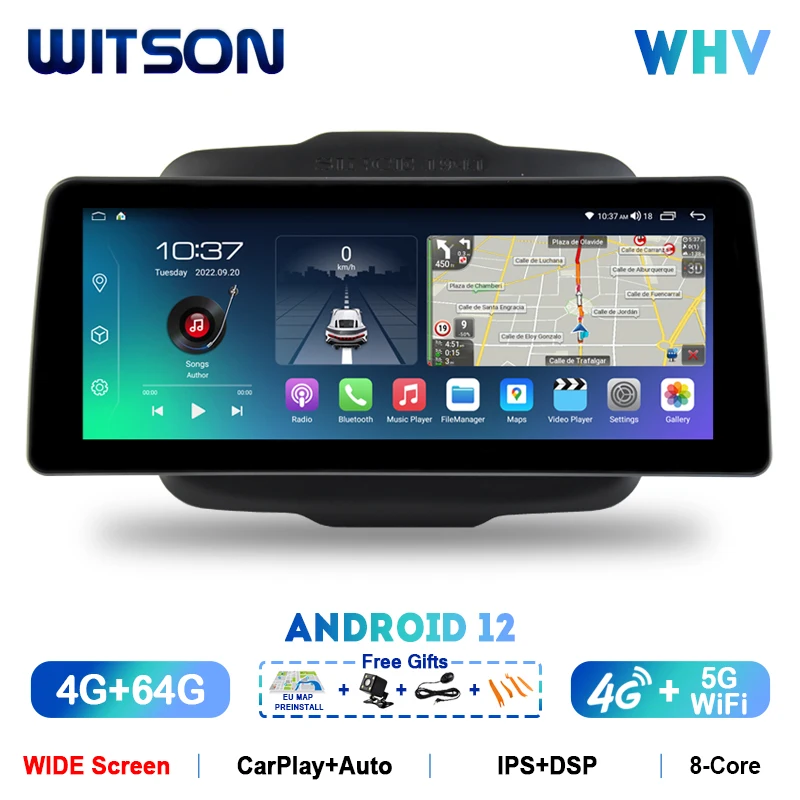 Witson 12.3 ''Wide Screen Android 12 Car Video Player Radio Stereo Per Jeep Renegade 2016 2017 2018 Car Multimedia Carplay Navi