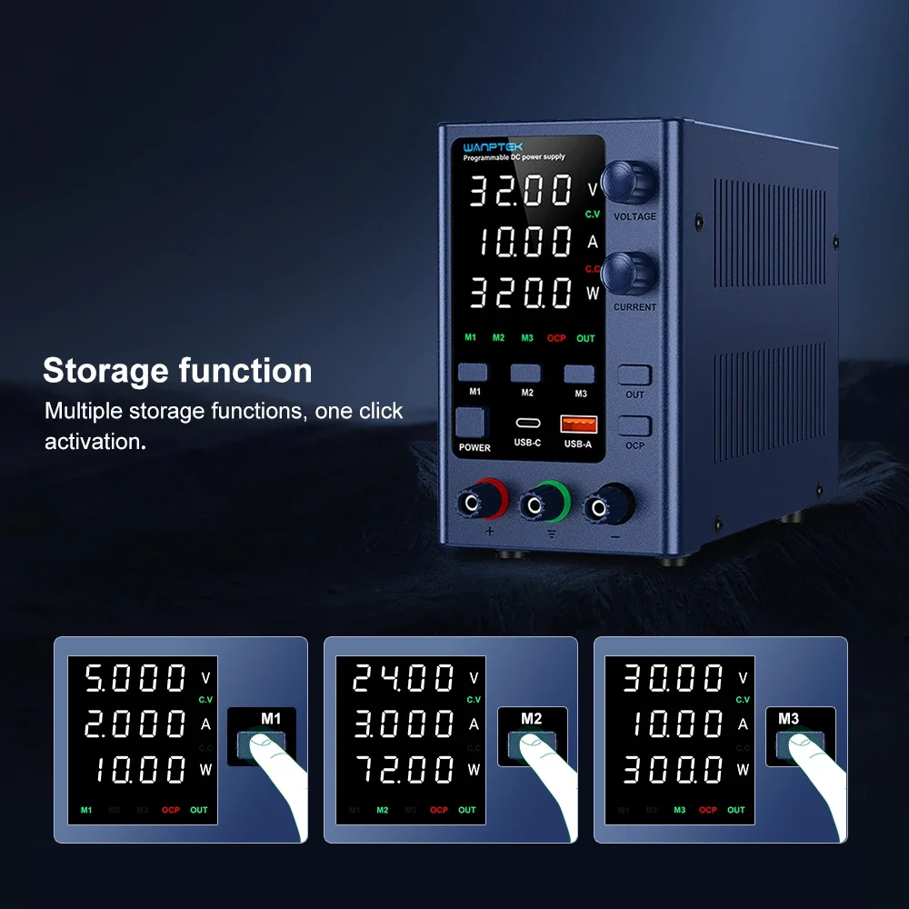 Wanptek Einstellbares Labornetzteil 30 V 60 V 120 V mit USB/Typ-C-Schnellladefunktion, voreingestelltes Gleichstrom-Gleichstromnetzteil – Detail 17