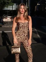 kliou Leopard Printed Women Jumpsuits Sexy Hot Popular Low Neck Spaghetti Strap Skinny Overalls Female Trend Midnight Clubwear - Image 5
