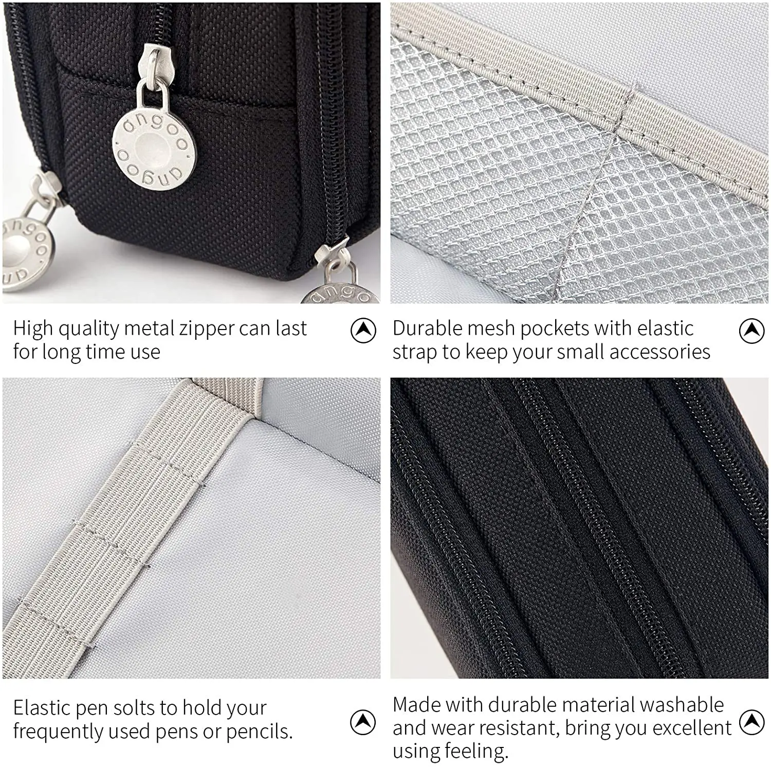 카와이 대용량 연필 케이스, 3 칸 파우치 펜 가방, 양면 오프닝 학생 문구 정리함, 학교 용품