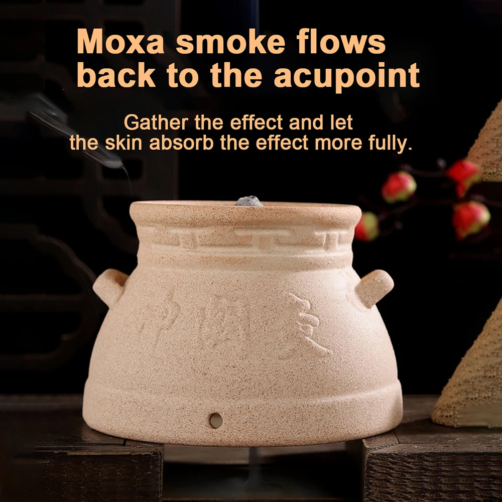 Moxa Therapy Warm Massager Purple sand moxibustion jar Aita burner warm point meridian massage hot compress therapy Muscle Relax