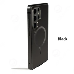 Magnetic Aluminum Alloy Protective Bumper Case with MagSafe Compatibility - Sam S25 Ultra (Black 2IN1 CC)