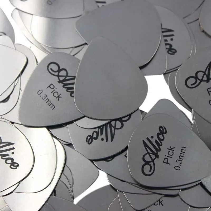 5/10Pcs Metal Guitar Pick 0.3mm Thin Durable Silver Color Professional Bass Ukelele Guitar Picks Guitar Amplifier Bass Guitar