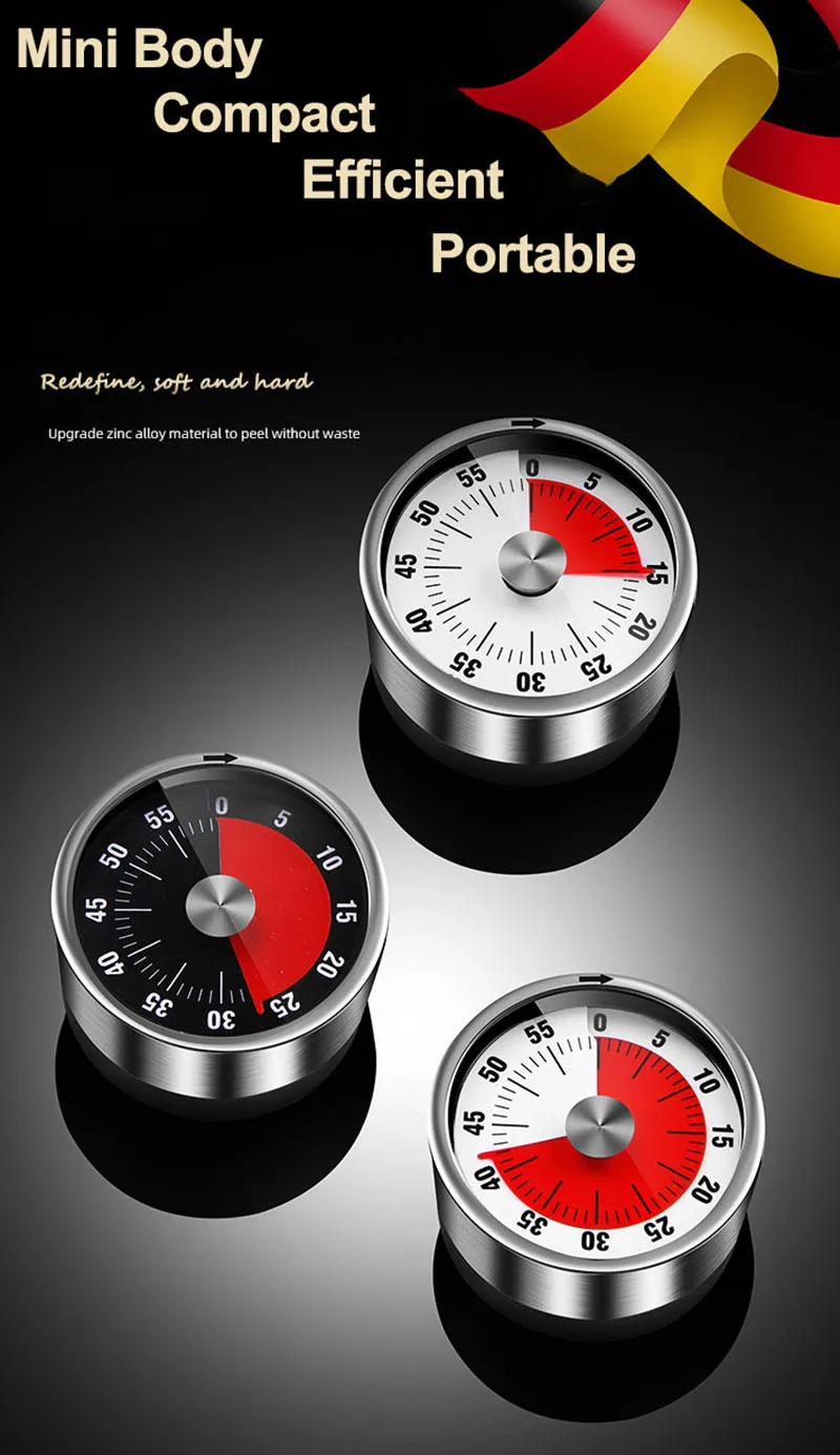 Description Picture 6 of itemExquisite Mechanical Kitchen Timer Stainless Steel Countdown Timers Visual Timer with Magnet for Teaching Kids Adult Cooking
