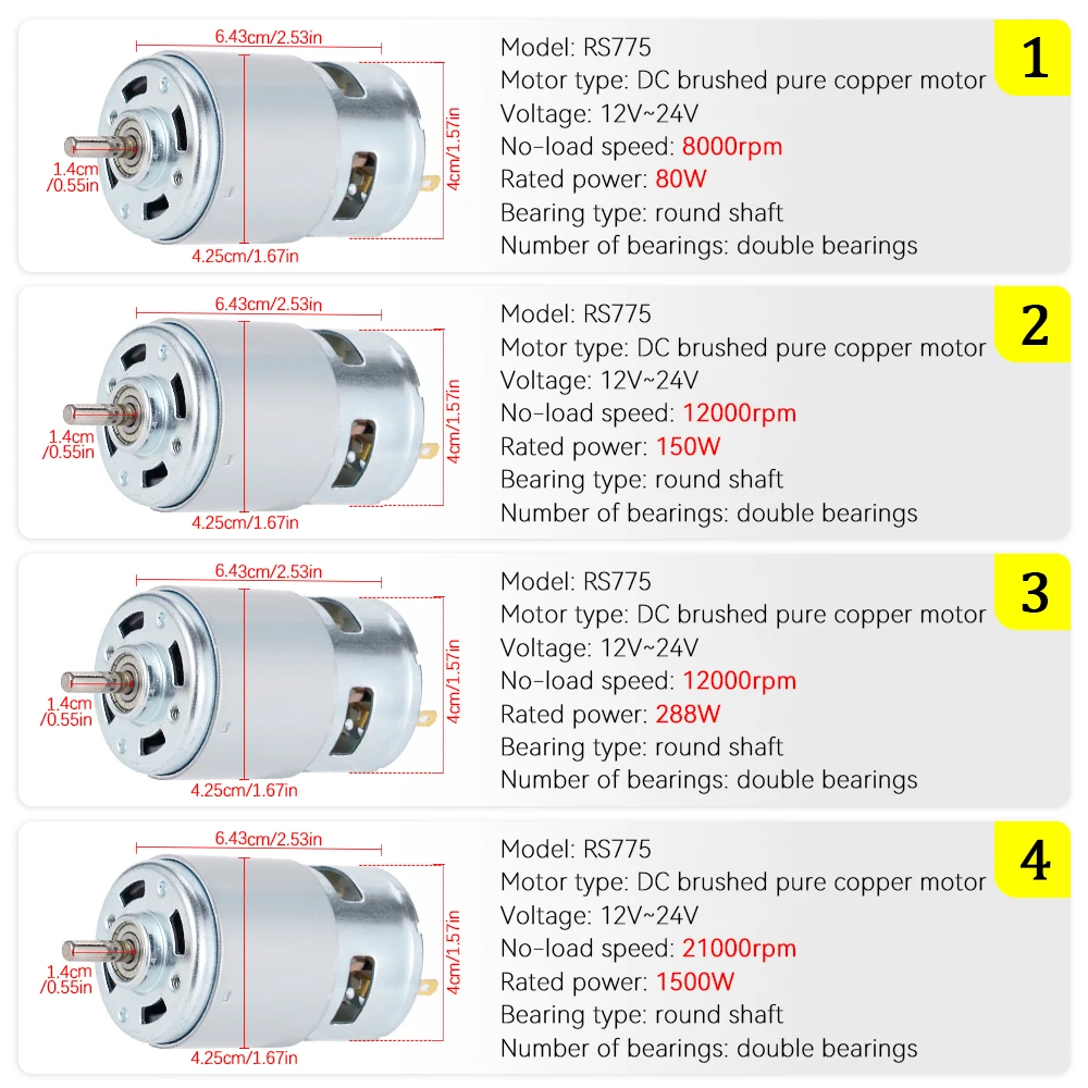 Moteur 288W 12000 RPM Moteur 775 DC 12 V 24 V 80 W 150 W 288 W DC Moteur Grand Couple Haute Puissance DC Moteur Double Axe à Roulement à Billes, 150W Moteur 288W 12000 RPM Moteur 775 DC 12 V 24 V 80 W 150 W 288 W DC Moteur Grand Couple Haute Puissance DC Moteur Double Axe à Roulement à Billes, 150W