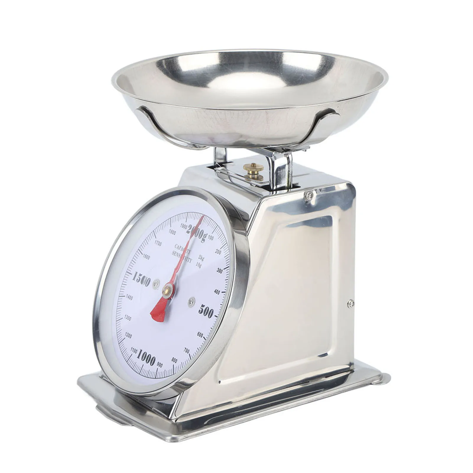 Mechanical Scale High Accuracy Stainless Steel Dial Food Scale with  Removable Bowl for Kitchen Baking Cooking Clear Scale Dial (2KG)