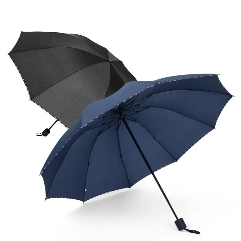 Folding Umbrella Ten Bones Bumper Wind-resistant Rainproof Cloth Dualuse