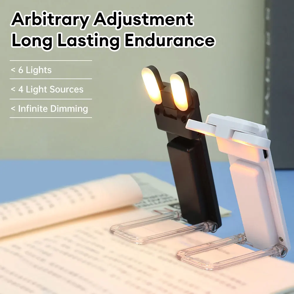 Clip-on Bookmark Book Light USB Rechargeable Reading Light Adjustable Brightness Portable Reading Bedside Desk