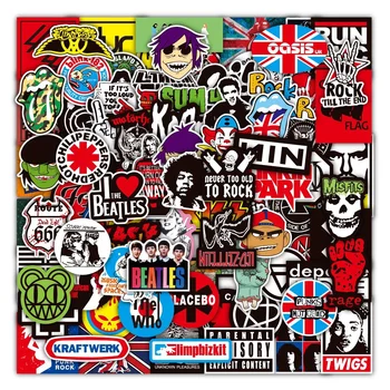 100 Adesivi per Band di Rock and Roll, Adesivi Punk Graffiti per Laptop, Chitarra, Casco, Bagagli, Decalcomanie Dorate, Adesivi Ricordo - Negozio