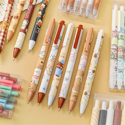 Stylo Gel à pression ours de dessin animé 0.5mm, ensemble de 6 pièces, stylo à encre noire pour Signature, outils d'écriture pour étudiants, papeterie scolaire et de bureau 