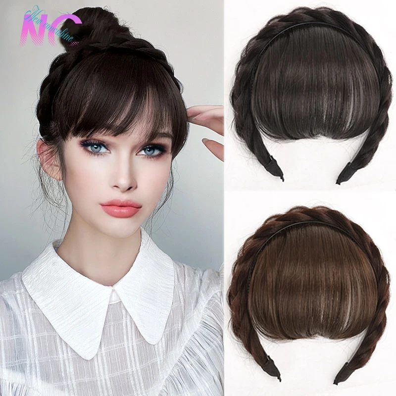 

New Concubine Natural Synthetic Headband With Bangs Without Sideburns In Women's Heat Resistant Wig Braid Headband