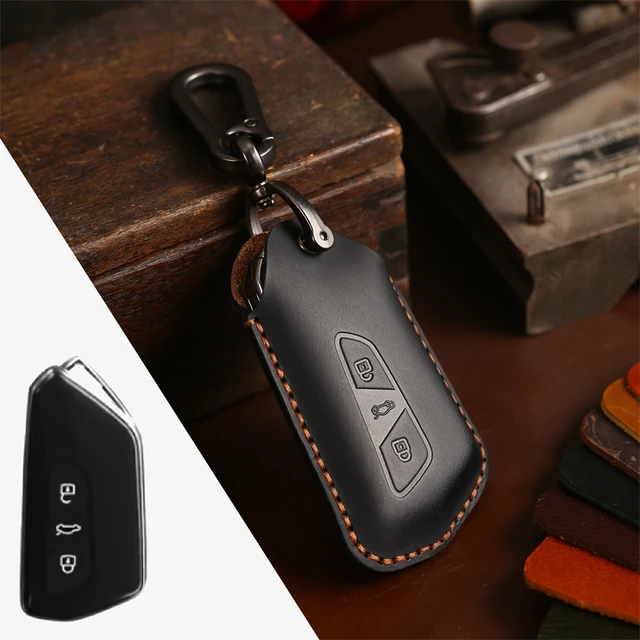 Echtes Leder Smart Auto Schlüssel Abdeckung für Seat Leon Cupra Formentor  für Volkswagen VW Golf 8