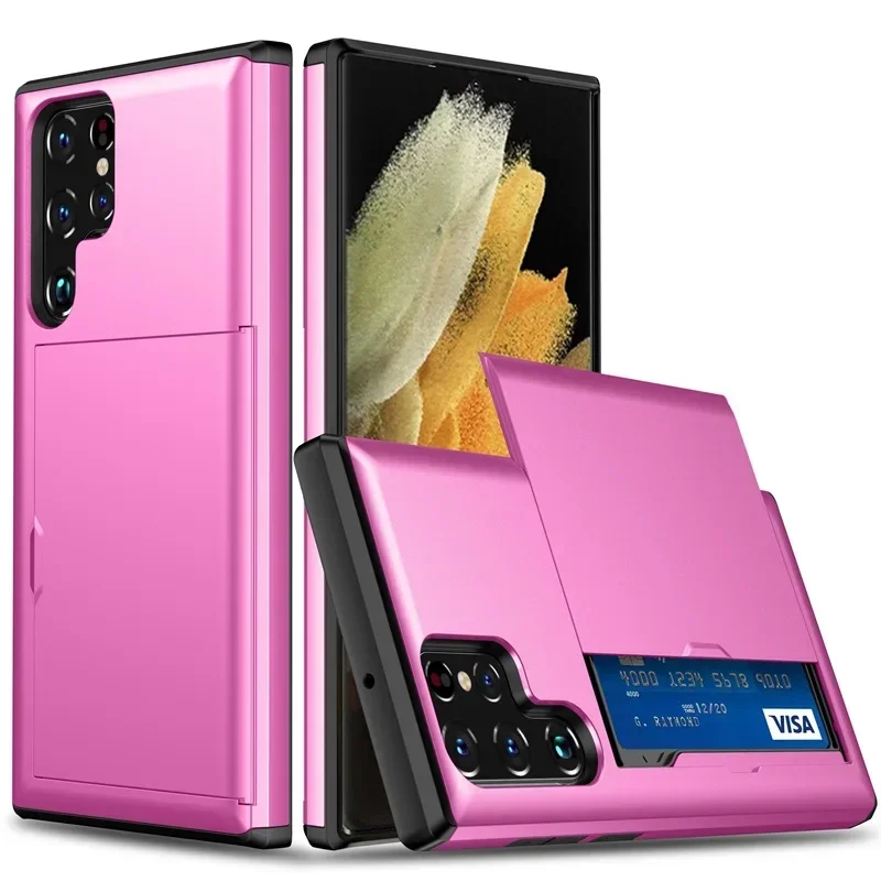 Sleek Slider Card Holder Phone Case - Durable Hard Shell Design