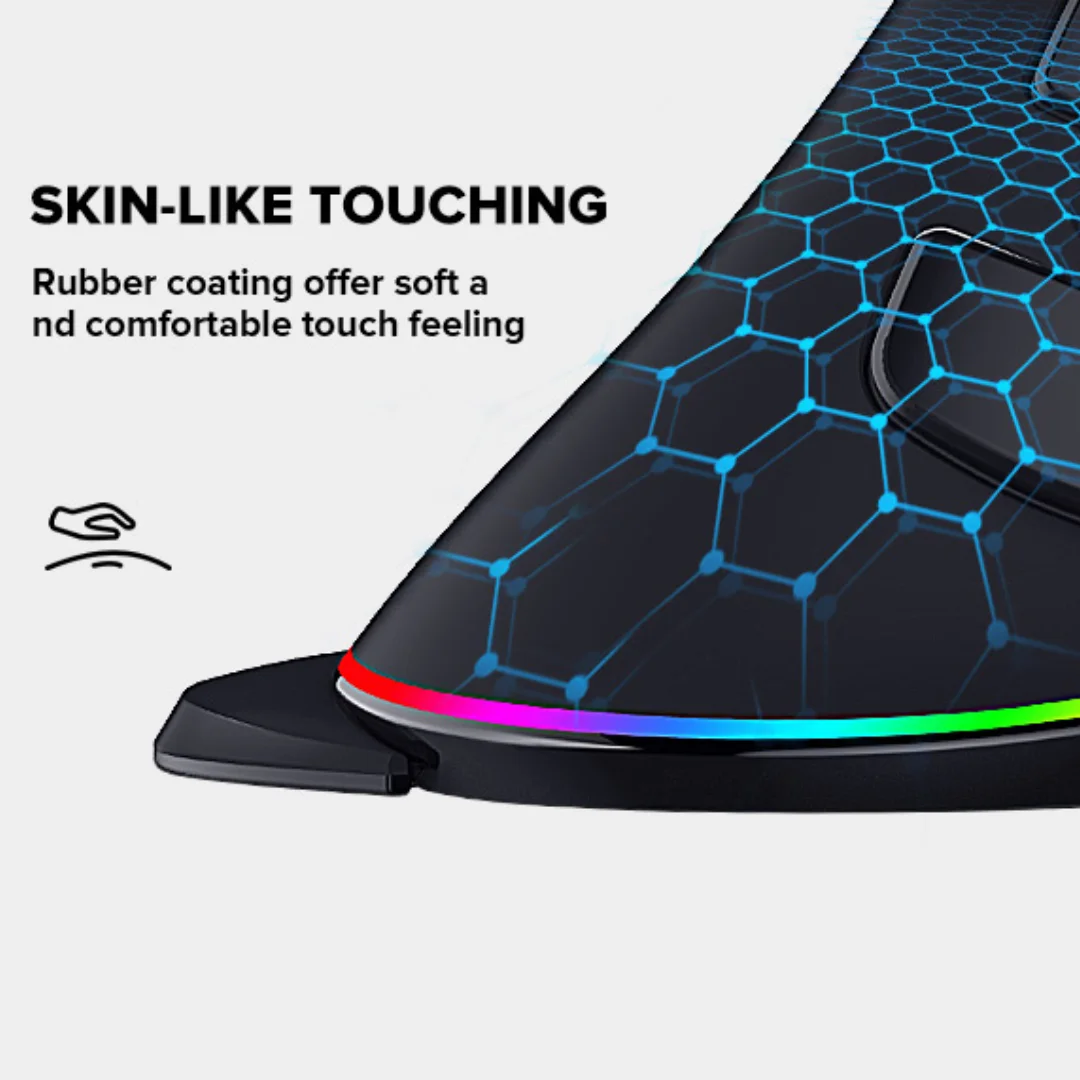 Delux M618PLUS A825 7 12800DPI Wired Ergonomic Vertical Mouse 1000Hz RGB Lighting Removable Wrist Rest For Carpal Tunnel