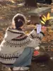 Retro Fair Isle Knitted Cardigan Sweater Cisas Theme Spring Autumn Women's Faion Outerwear Thiened Long Sve Hooded