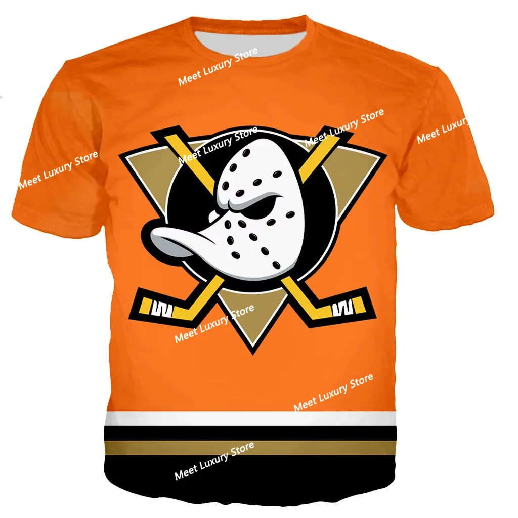 Disney Mighty Duck Helmet Children's Cartoon Pattern 3D Printed Men T-shirt Men's and Women's Tshirt Summer Men Clothing Tshirt 3