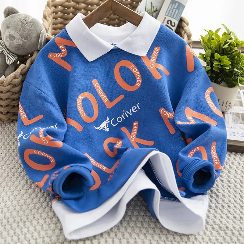 Toddler Baby hoodie Girls Fashion Sweatshirts Kids Boys Long Sleeve Cartoon Tees Children Letter Print Cute Print Outerwear