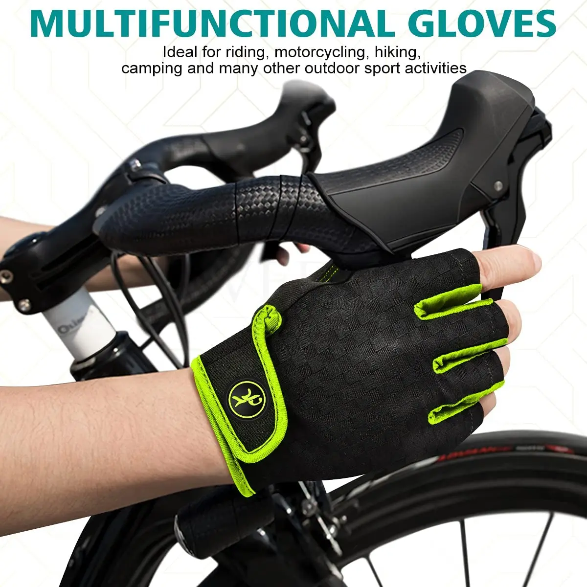 MOREOK Unisex Sports Gloves Fingerless Lycra MTB Road Bicycle Gloves 5MM Gel Pad Outdoor Anti-slip Bike Cycling Gloves Men Women 2