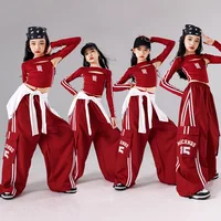 Filles K-pop haut court Joggers Cargo pantalon enfants Hip Hop Streetwear fille groupe vêtements ensembles enfants rue danse Jazz Costumes 4