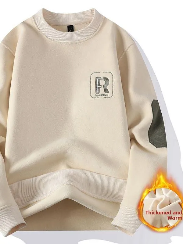 Thiened Long Sve Fce Hoodie Men's Autumn Winter Double-sided Velvet Trendy Brand Versatile Fce-Lined Base irt