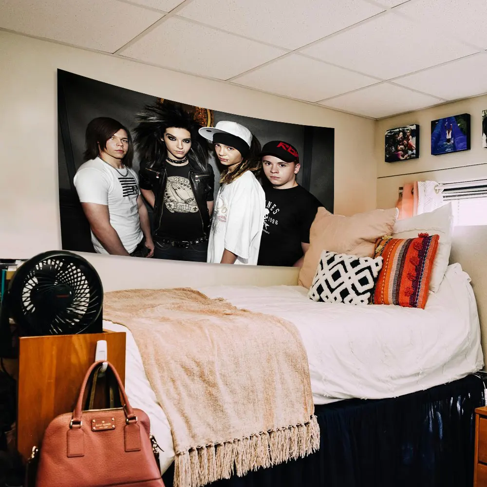 German Rock Band Poster stampato arazzi da appendere alla parete Tokio Hotel Bedcrop sfondo panno decorazioni per la casa