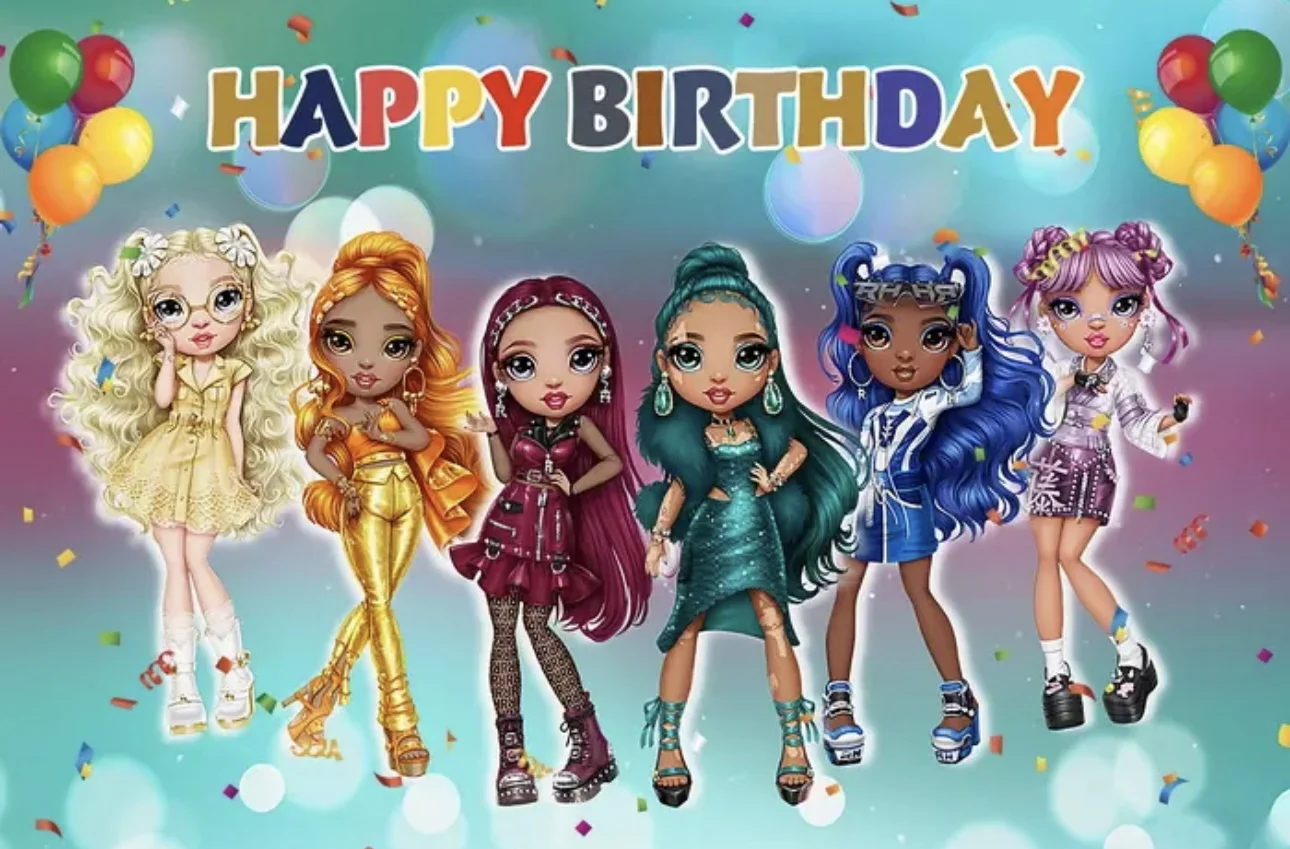 Happy Birthday Banner Sfondo per feste di compleanno Decorazione Forniture Grande 180,3 x 109,2 cm Tessuto Colorato Sfondo per Bambini Ragazzi Ragazze