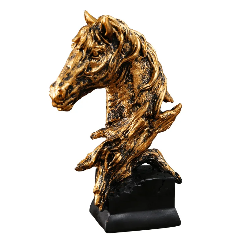

Horse Head Statues Resin Animal Figurines Feng Shui Ornaments Decorative Items for Home Office Accessories New year's Decor