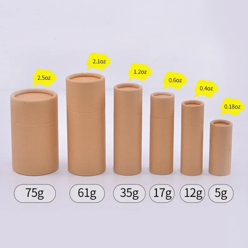 5g/12g/17g/35g/61g/75gLipstickTubesLipBalmKraftPaperTubeEmptyDegradableCosmeticContainersSolidDeodorantPasteTube-AliExpress66