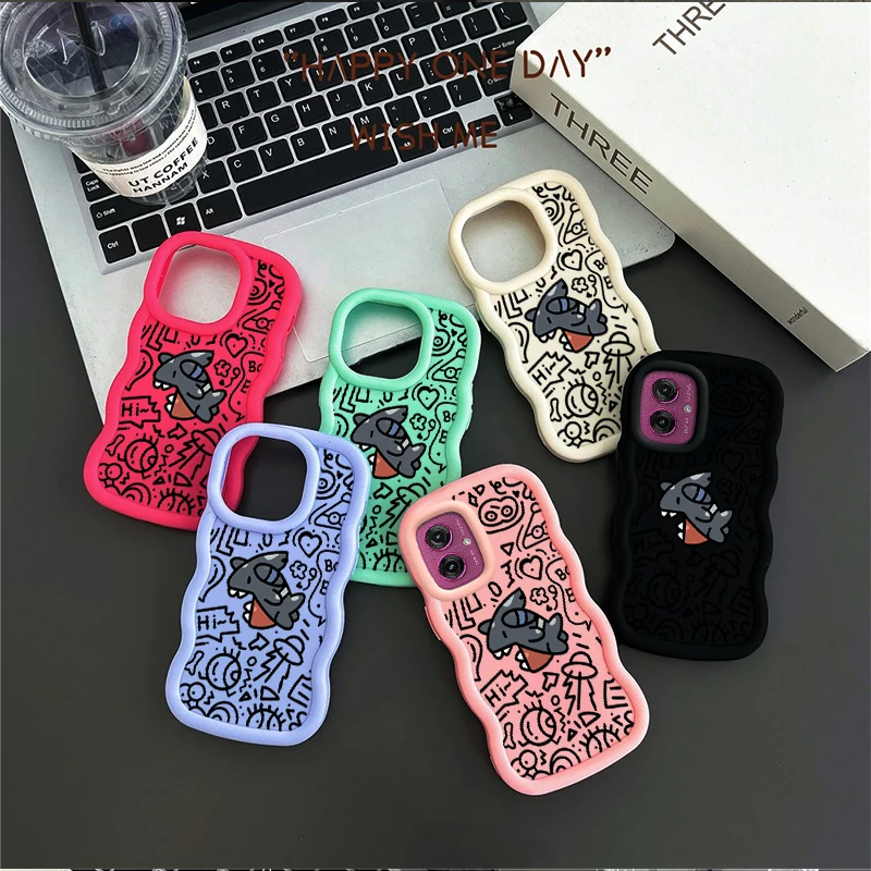 Grey Shark Wavy Silicone Phone Case Cover
