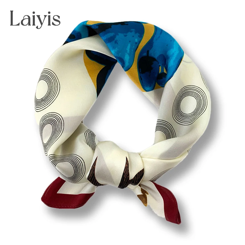 

Print Pure 53*53cm New 100% Silk Scarf Women Bandana Neck Scarves Hair Band Tie Lady Hijab Fashion Female Foulard 2022