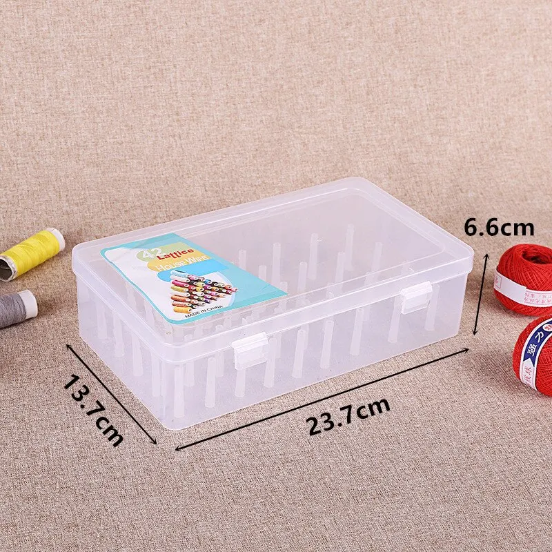 28x19.5x6.3cm Thread Storage Box 42 Pieces Spools Bobbin Cover Container  Case Plastic Organizers For Adults Beginners - Diy Apparel & Needlework  Storage - AliExpress