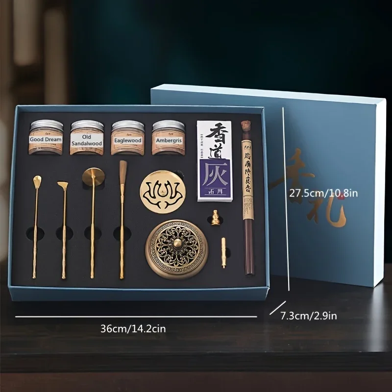 13 Pcs Incense Gift Set, Copper Burner, Aromatherapy Diffuser, Meditation Yoga Relaxation, Home Decor Spiritual Gift Set