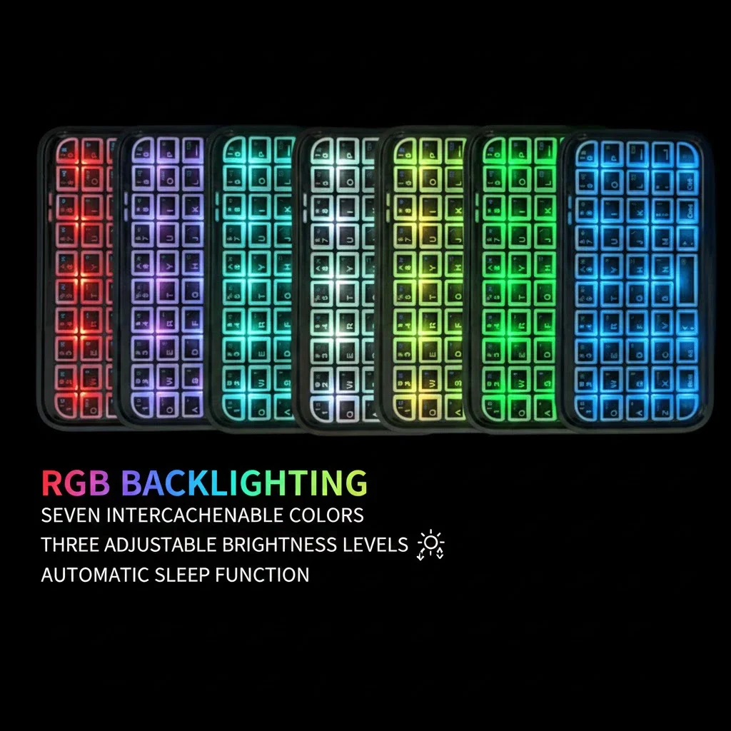 Mini Rechargeable Type-C Dual-Mode (Bluetooth + Wired) RGB Backlight Keyboard Pocket Portable 49 Keys for Tablets Smartphones — view 2