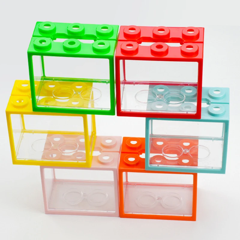 Mini Fish Bowls Thai Betta Tank Small Ornamental Fish Live Pet Stackable Aquariums Cylinder 6 Holes High Transparency Tank