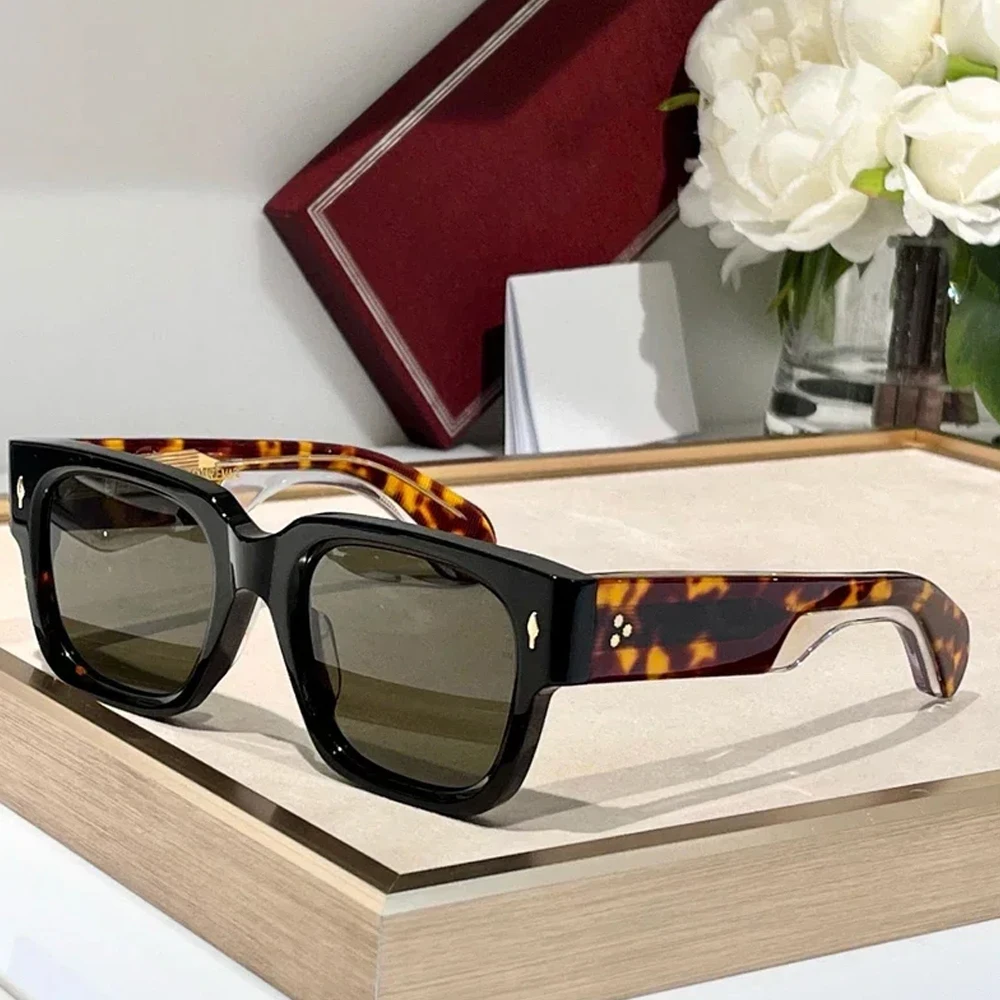 

NEW Top Quality ENZO Sunglasses Men's Fashion Handmade Vintage Square Acetate UV400 Glasses Driving Women's Fashion Sunglasses