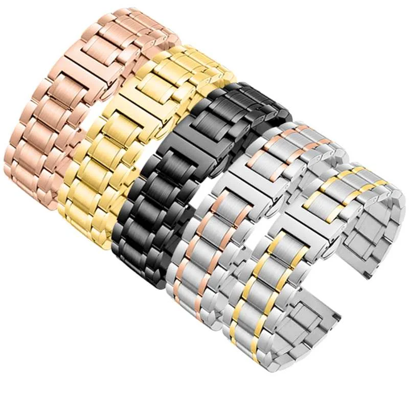 Elegant Curved End Stainless Steel Watchband Bracelet Strap