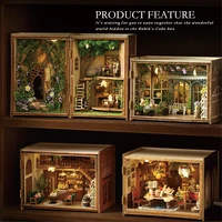DIY Wooden Miniature Model Kit Magic Mini Box World Casa Doll Houses 3D Puzzle Dollhouse With Furniture Lights for Friends Gifts 1