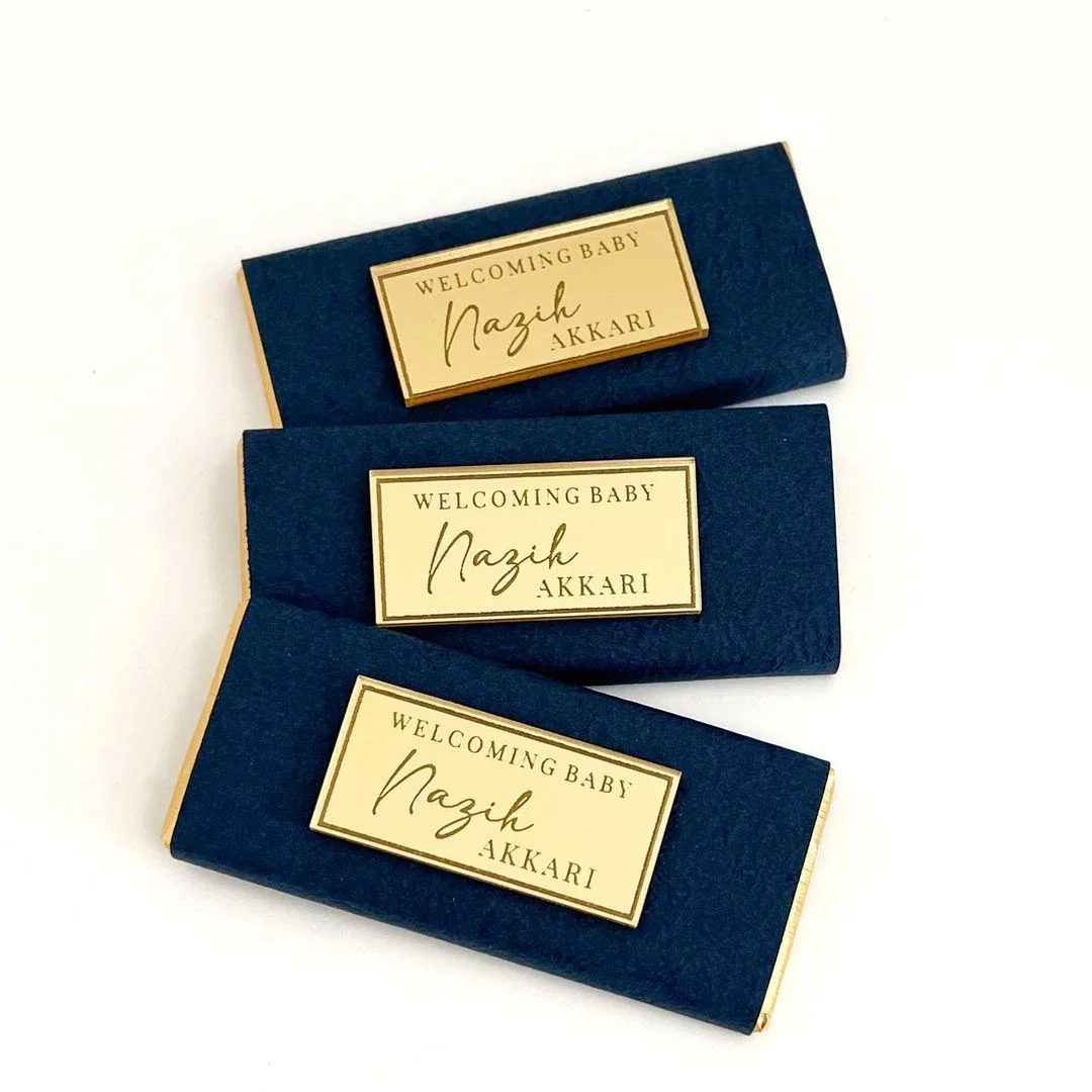 Personalized Engraved Guest Place Card / Baby Name Rectangle Tags For Wedding / Birthday Party Baptism Gift Bags Favor place cards