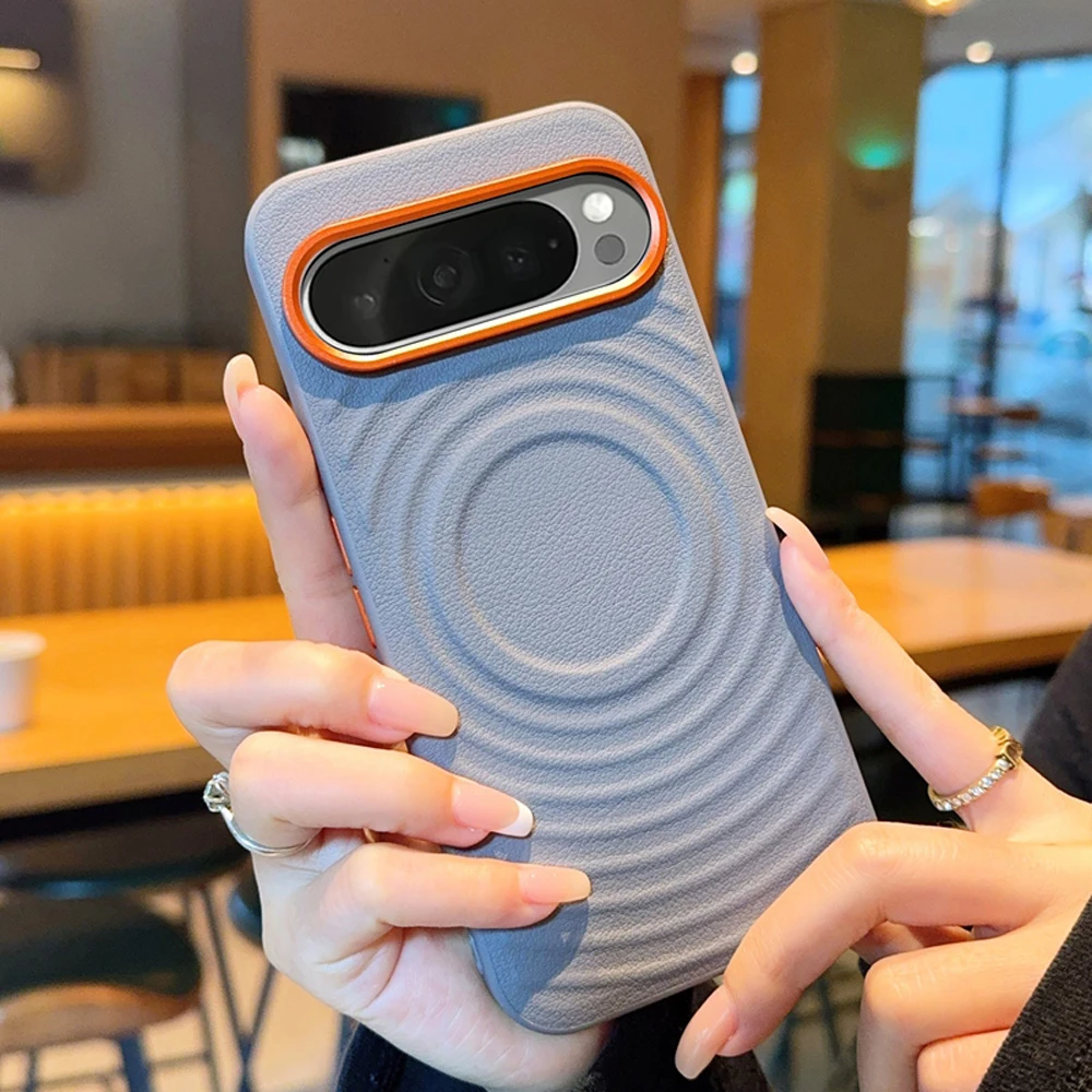 Solid Color Ripple Textured Magnetic Anti-Fingerprint Phone Case