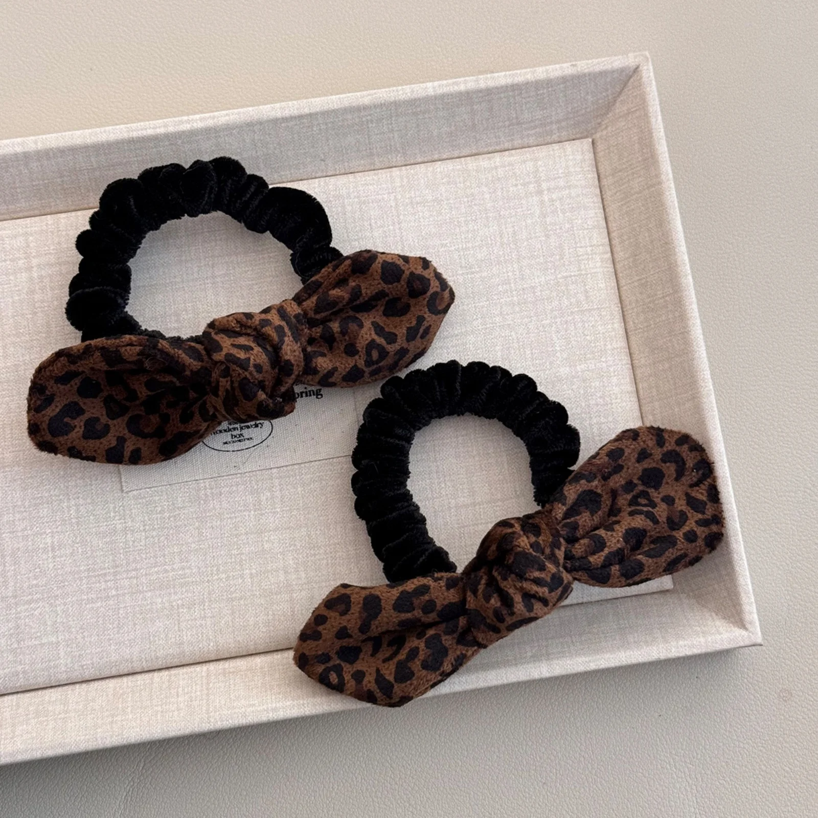 1PC Leopard Bow Hair Ties For Women Autumn Winter Vintage Fashion Hair Accessories Elastic Hair Bands Stylish Hair Decorations