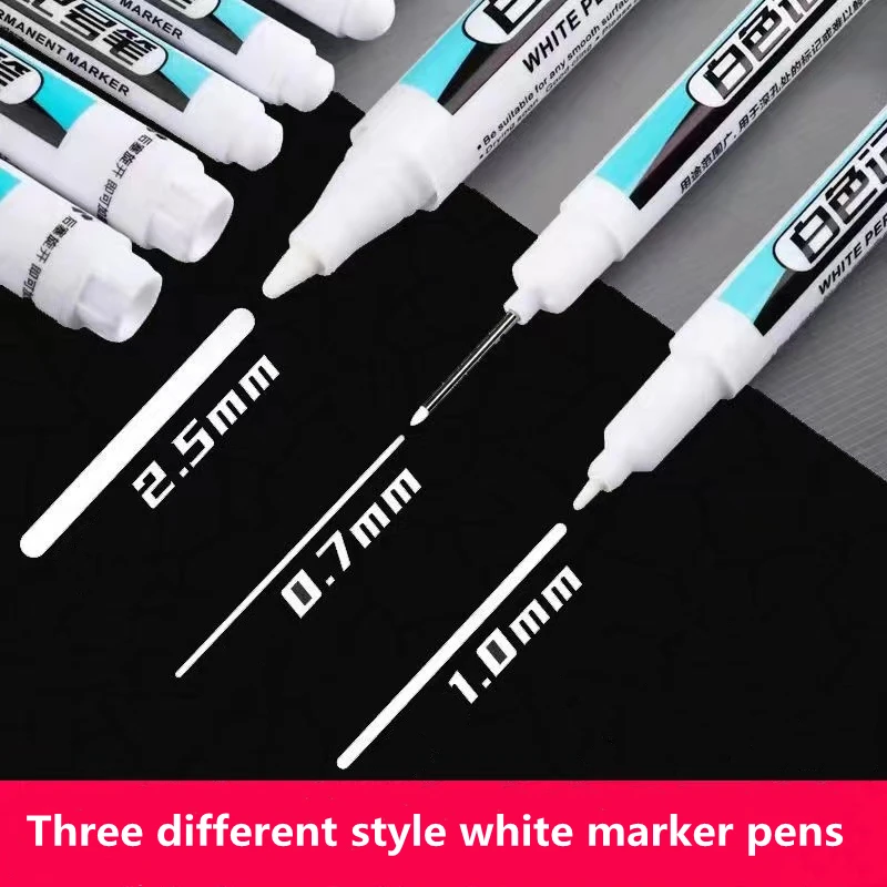 White Marker Pens Long Nib Markers Marker Pens 2/3Pcs/Set Metal Long Head Marker Pens