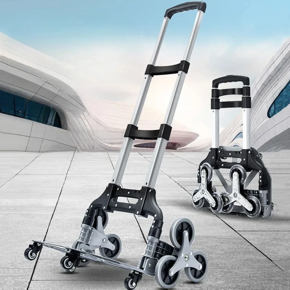 Folding Shopping Cart Portable Trolley Cart Aluminum Alloy For Upstairs Cargo Outdoor Step Climbing Travel