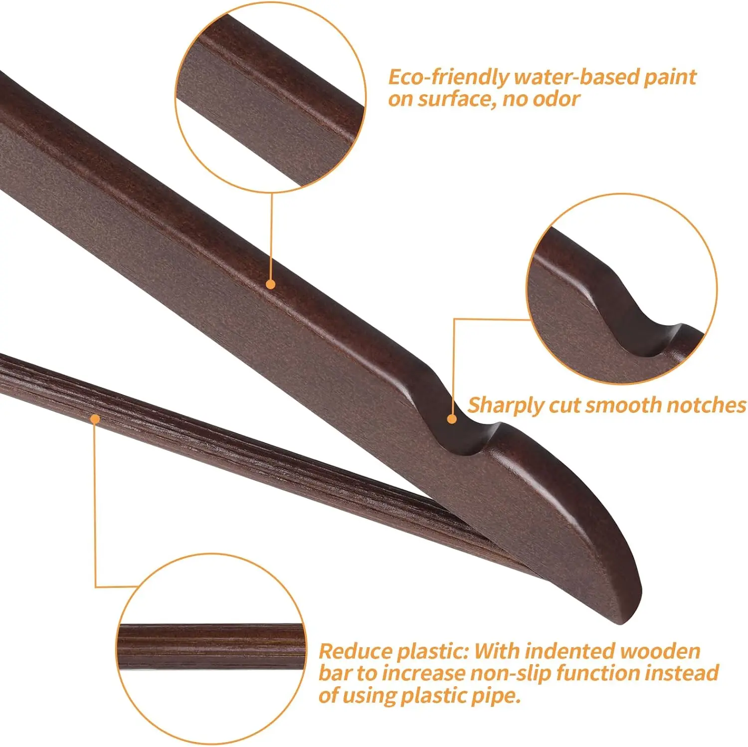 Vintage Walnut Wooden Coat Hangers 5