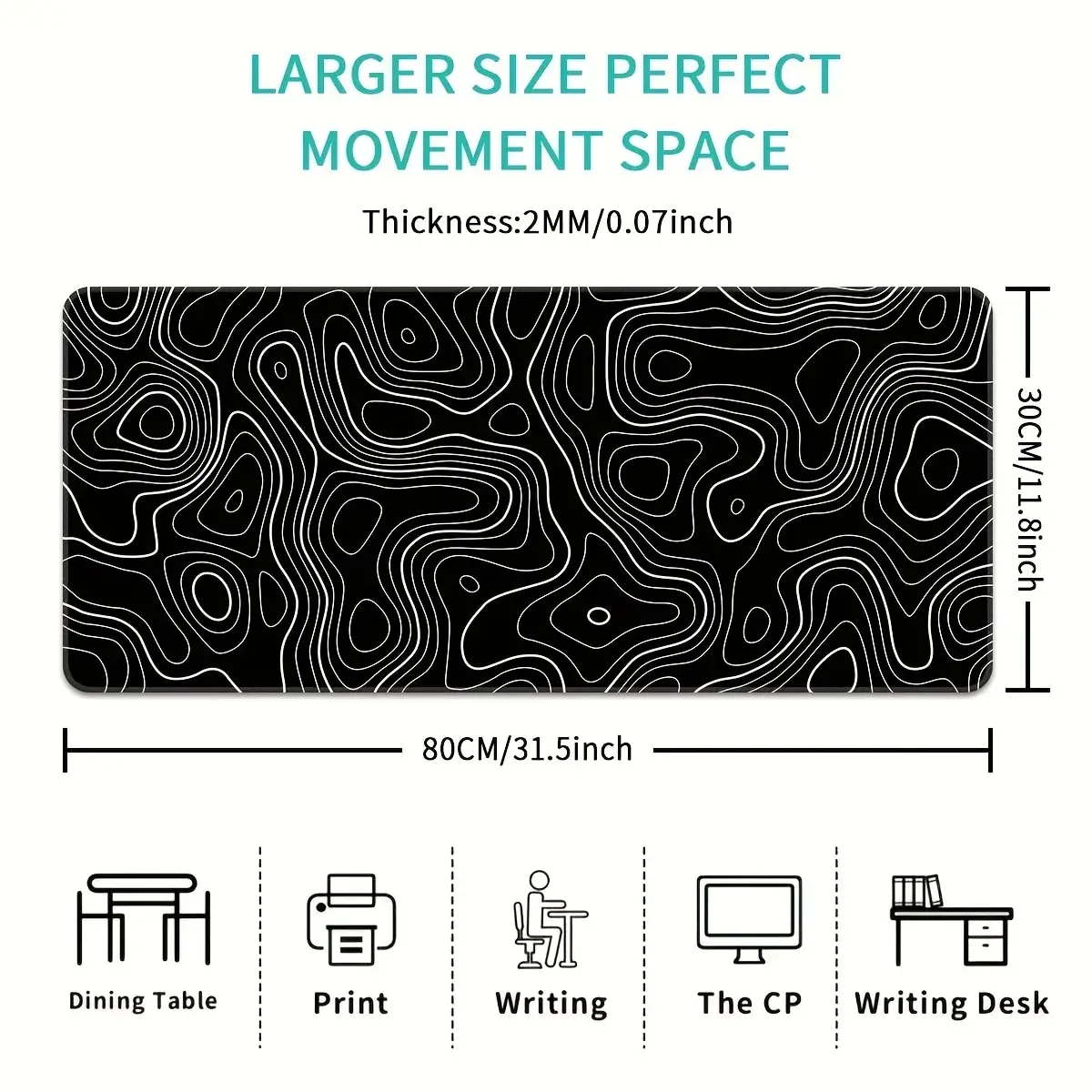 1pc Abstract Line Large Gaming E-sports Computer Oversized Extended Thickened Mouse Pad Desktop Mat Desk Pad Non-slip Mouse Pad
